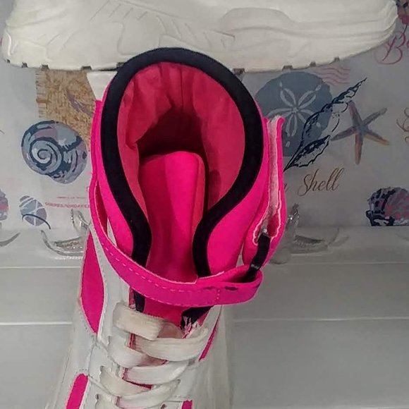 Cape Robbin florescent pink/white high top shoes   SZ 9 - Picture 5 of 10